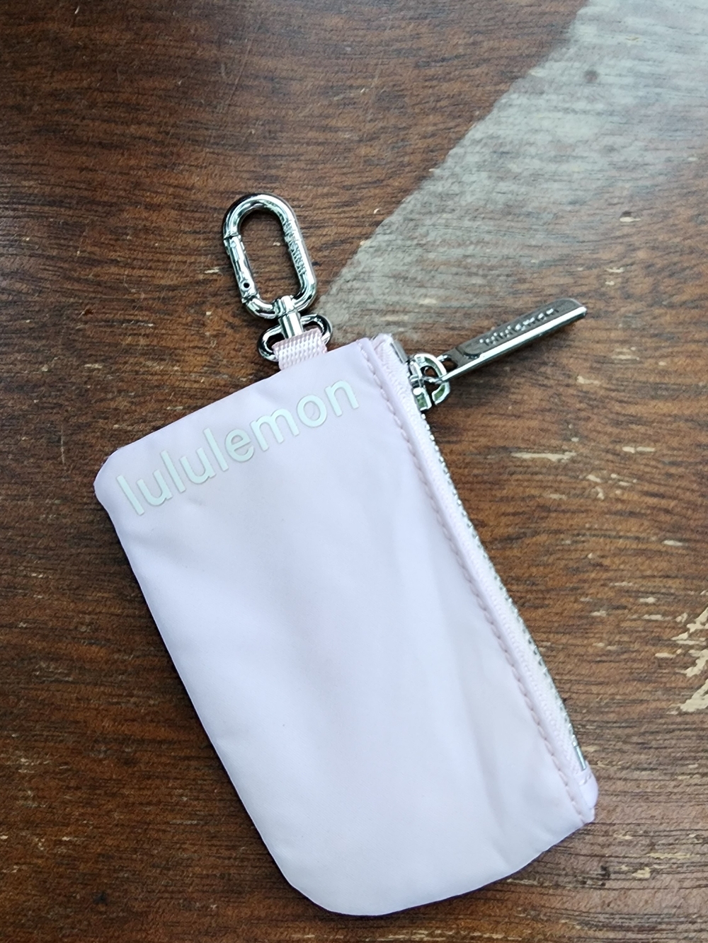 Lululemon Clippable Card Pouch Mini Wallet Pastel Pink Lilac Silver OS